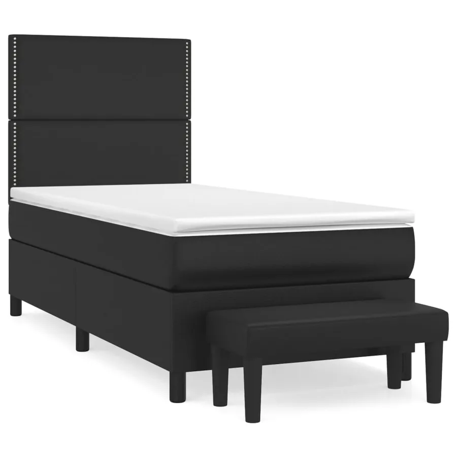 Sommier à lattes de lit avec matelas Noir 100x200 cm Similicuir - 2