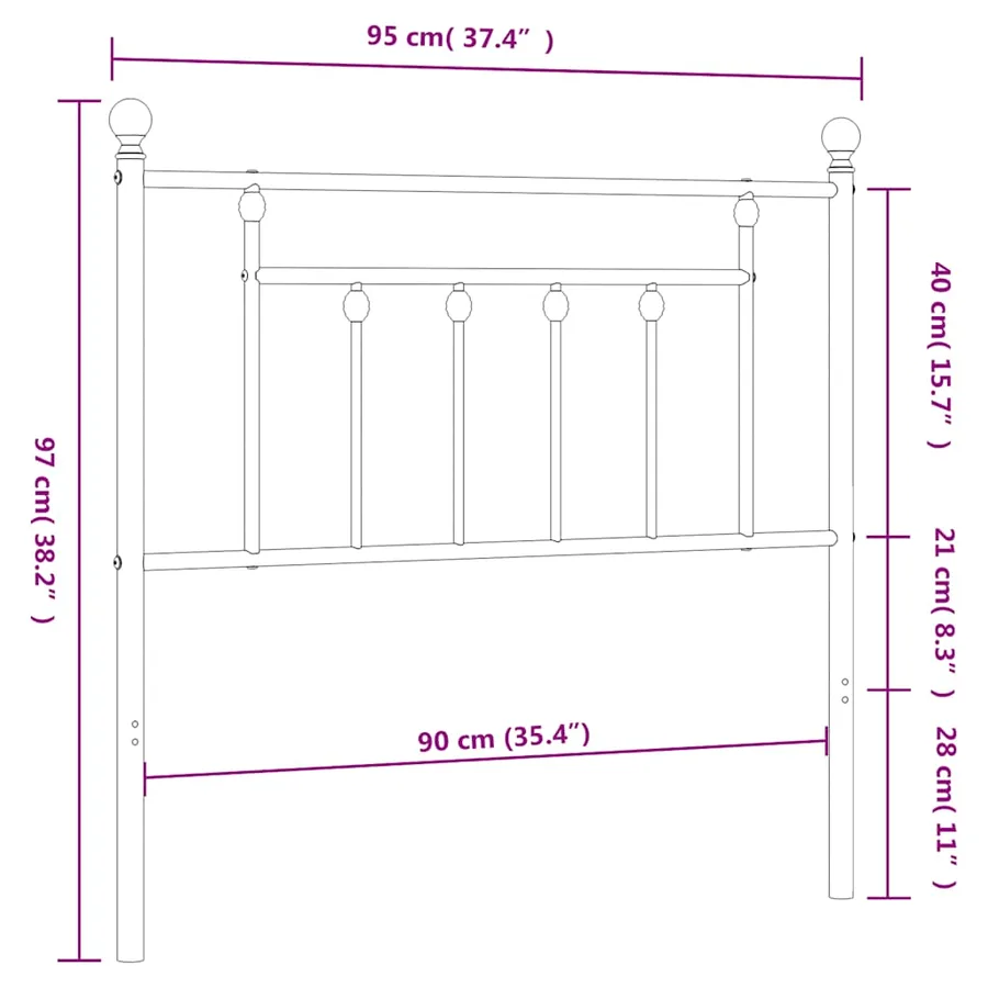 Tête de lit de remplacement métal noir 90 cm - 7