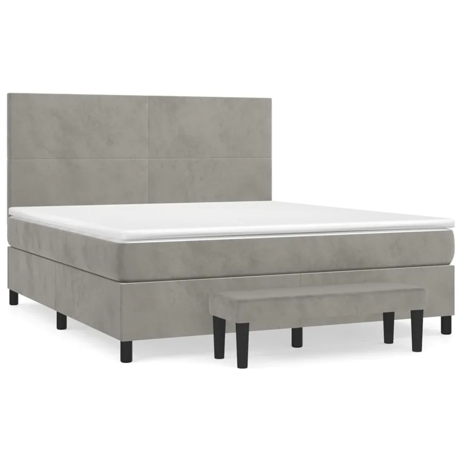 Sommier à lattes de lit et matelas Gris clair 160x200cm Velours - 2