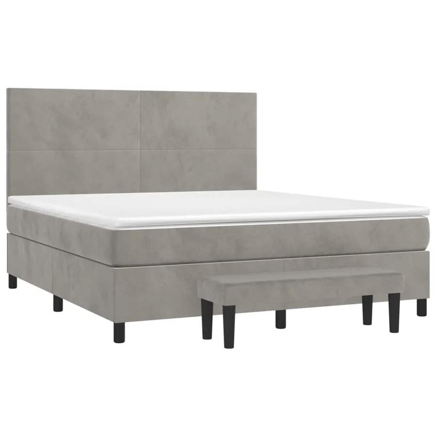 Sommier à lattes de lit et matelas Gris clair 160x200cm Velours - 3