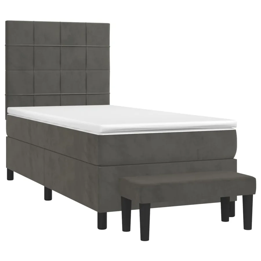 Sommier à lattes de lit et matelas Gris foncé 90x190 cm Velours - 3
