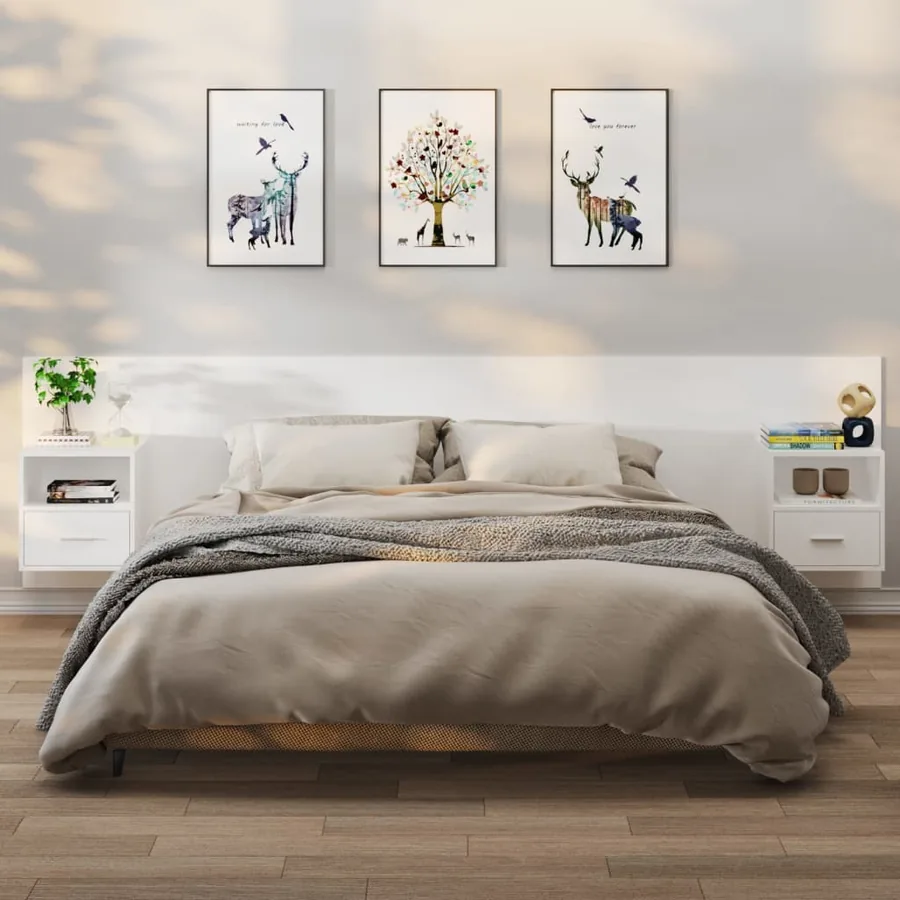 Tables de chevet murales 2 pcs Blanc