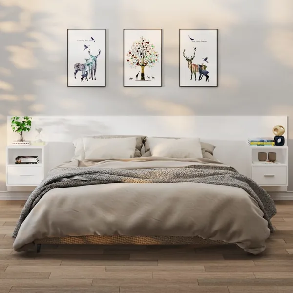 Tables de chevet murales 2 pcs Blanc