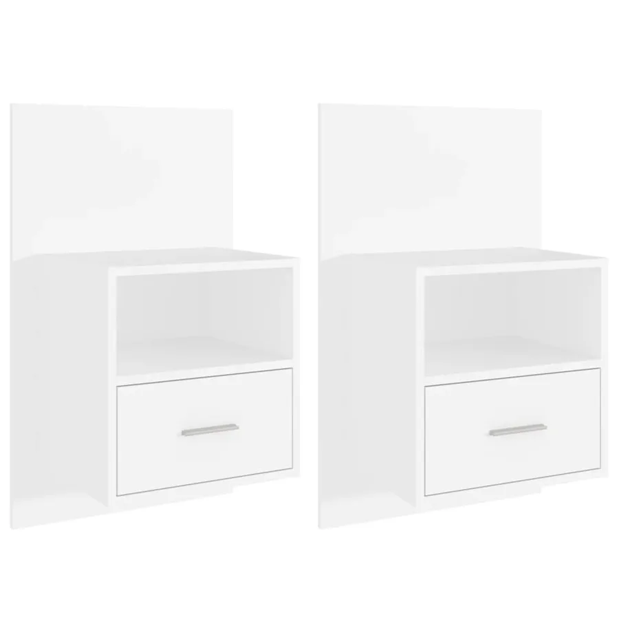 Tables de chevet murales 2 pcs Blanc - 2