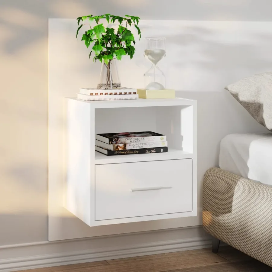 Tables de chevet murales 2 pcs Blanc - 3