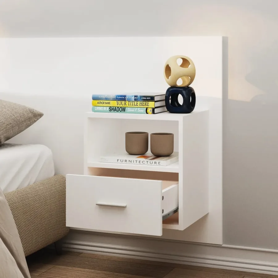 Tables de chevet murales 2 pcs Blanc - 4