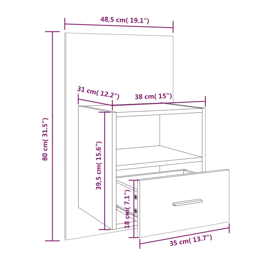 Tables de chevet murales 2 pcs Blanc - 8