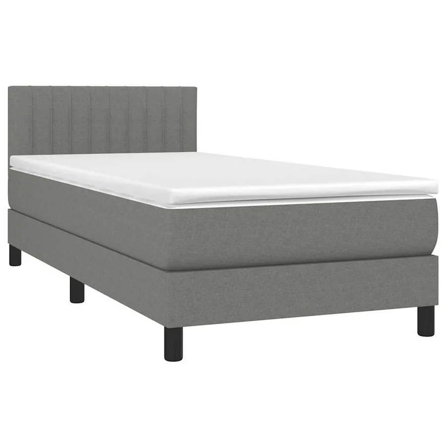 Sommier à lattes de lit avec matelas Gris foncé 80x200 cm Tissu - 3
