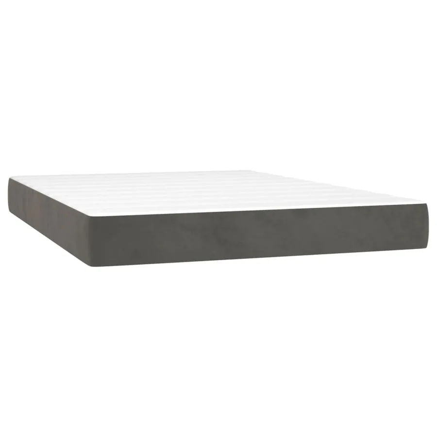 Sommier à lattes de lit avec matelas LED Gris foncé 140x200 cm - 6