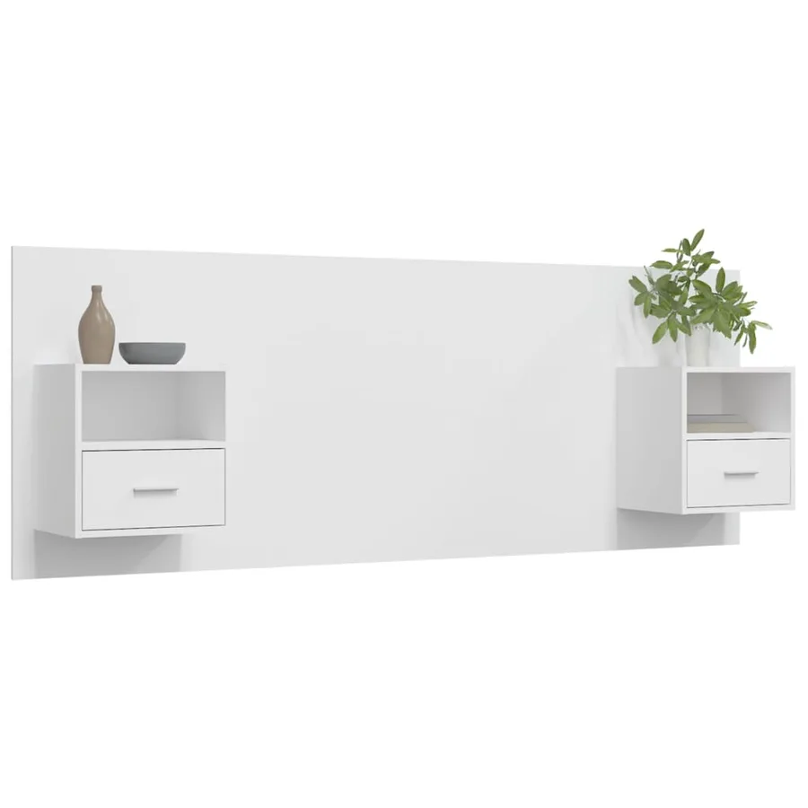 Tête de lit avec armoires Blanc Bois d’ingénierie - 5