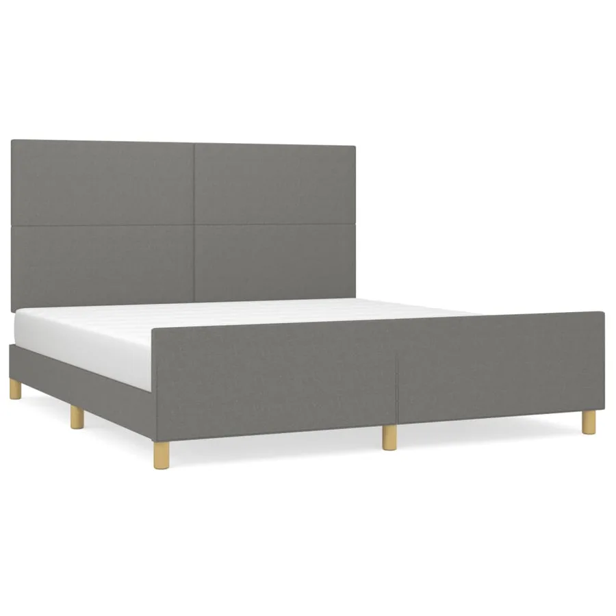 Cadre de lit sans matelas gris foncé 160x200 cm tissu - 2