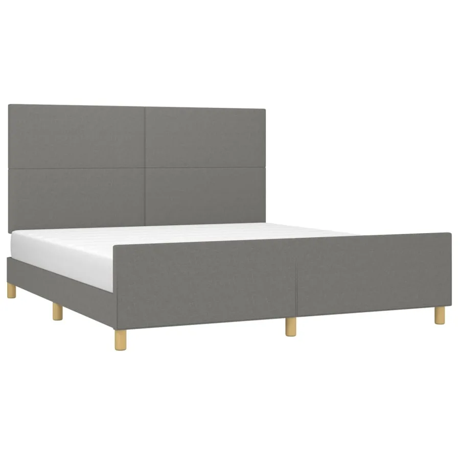 Cadre de lit sans matelas gris foncé 160x200 cm tissu - 3