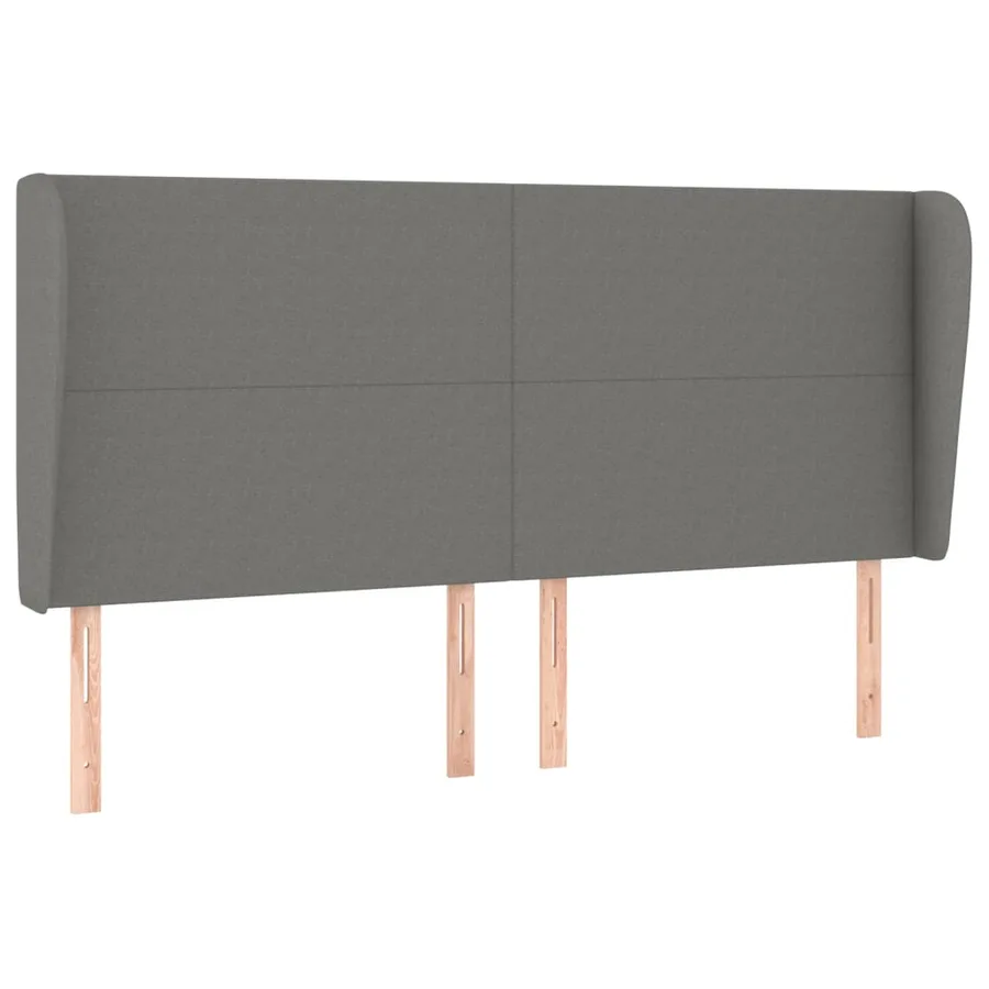 Tête de lit avec oreilles Gris foncé 163x23x118/128 cm Tissu - 2