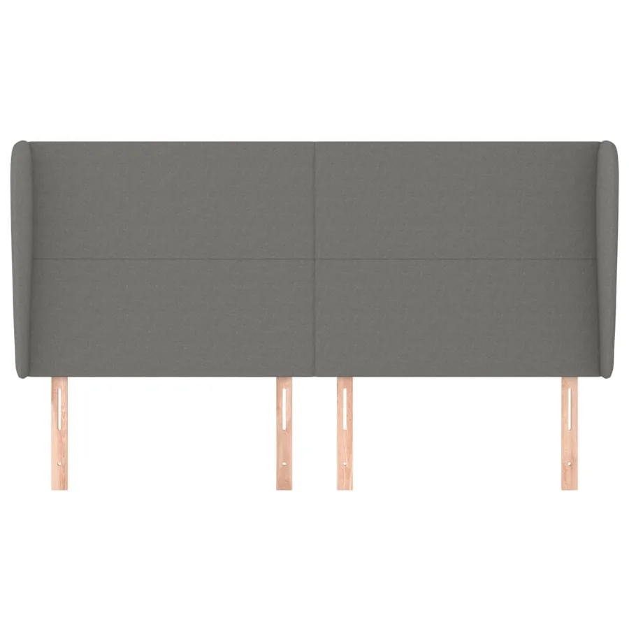 Tête de lit avec oreilles Gris foncé 163x23x118/128 cm Tissu - 3