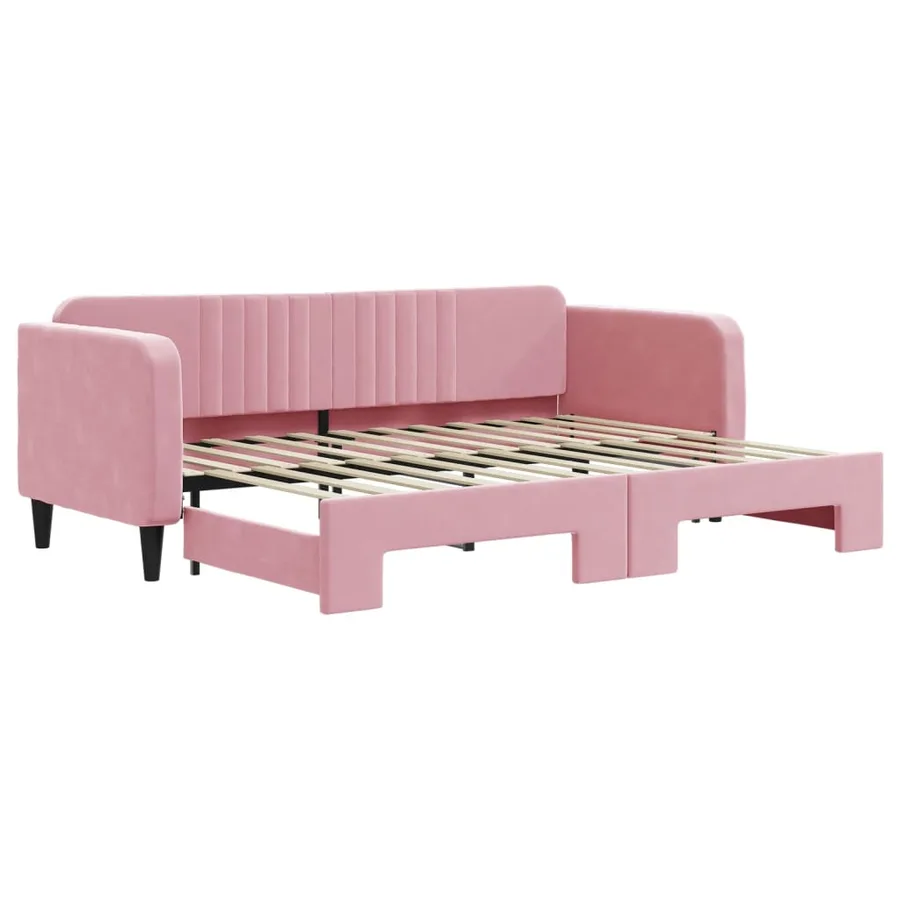 Lit de jour avec gigogne sans matelas rose 80x200 cm - 2