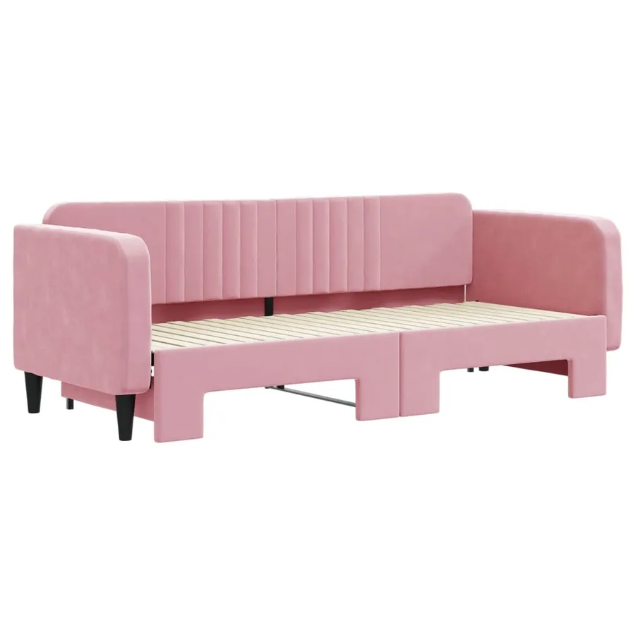 Lit de jour avec gigogne sans matelas rose 80x200 cm - 3
