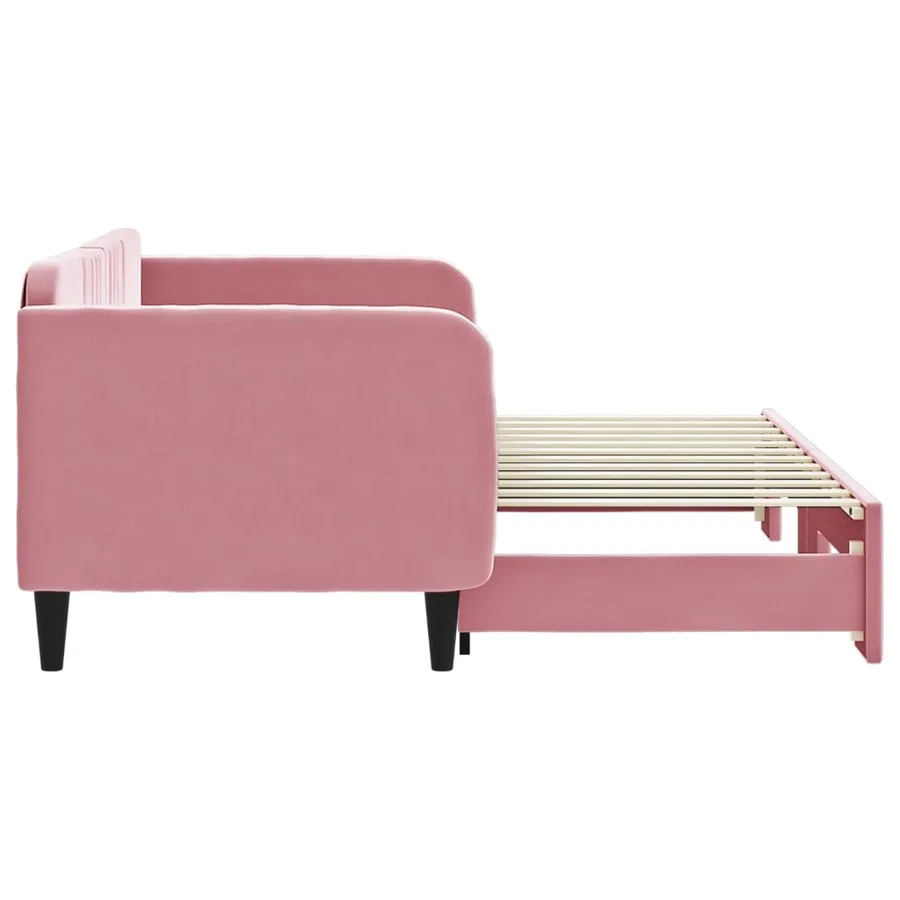 Lit de jour avec gigogne sans matelas rose 80x200 cm - 4