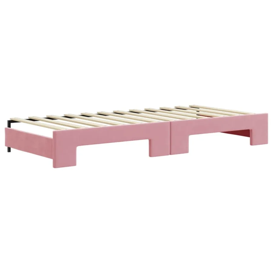 Lit de jour avec gigogne sans matelas rose 80x200 cm - 8