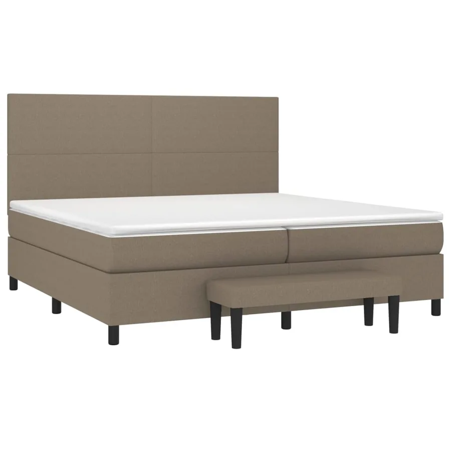 Sommier à lattes de lit avec matelas Taupe 200x200 cm Tissu - 3