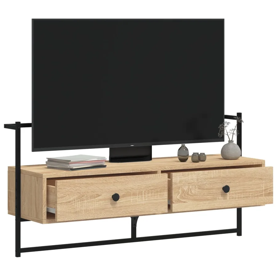 Meuble TV mural chêne sonoma 100,5x30x51 cm bois d'ingénierie - 3