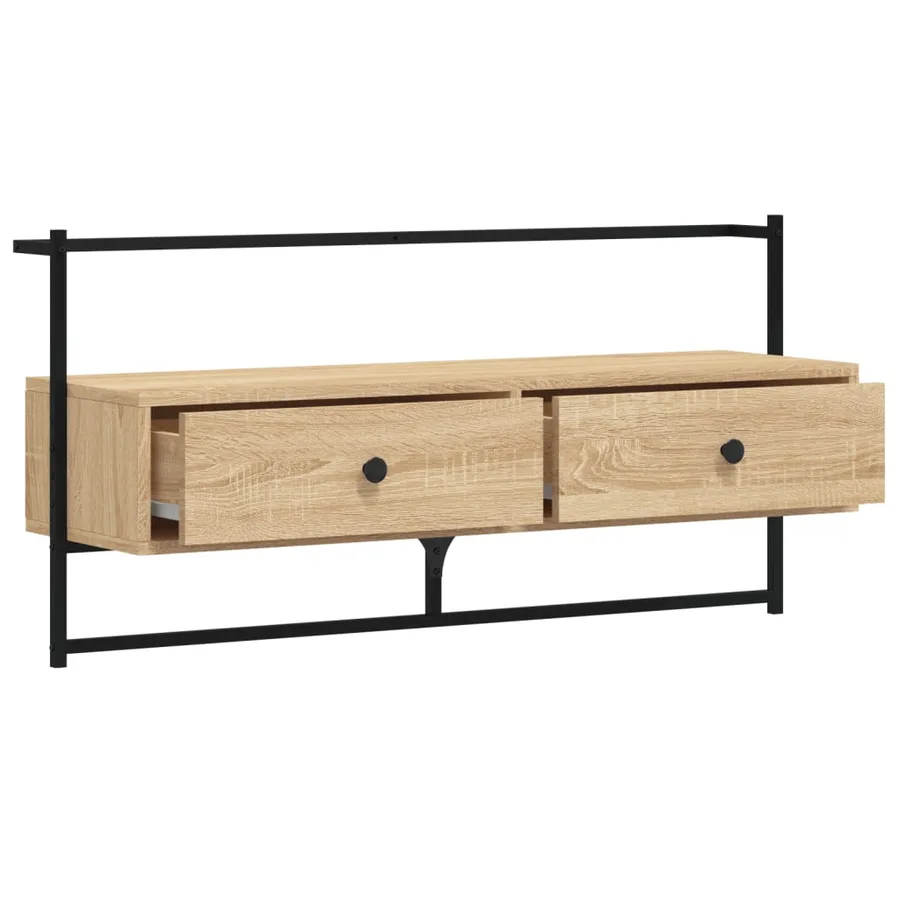 Meuble TV mural chêne sonoma 100,5x30x51 cm bois d'ingénierie - 6