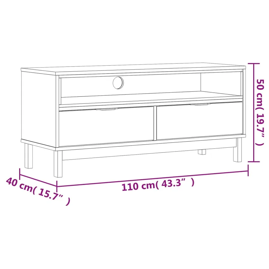 Meuble TV FLAM 110x40x50 cm bois massif de pin - 10