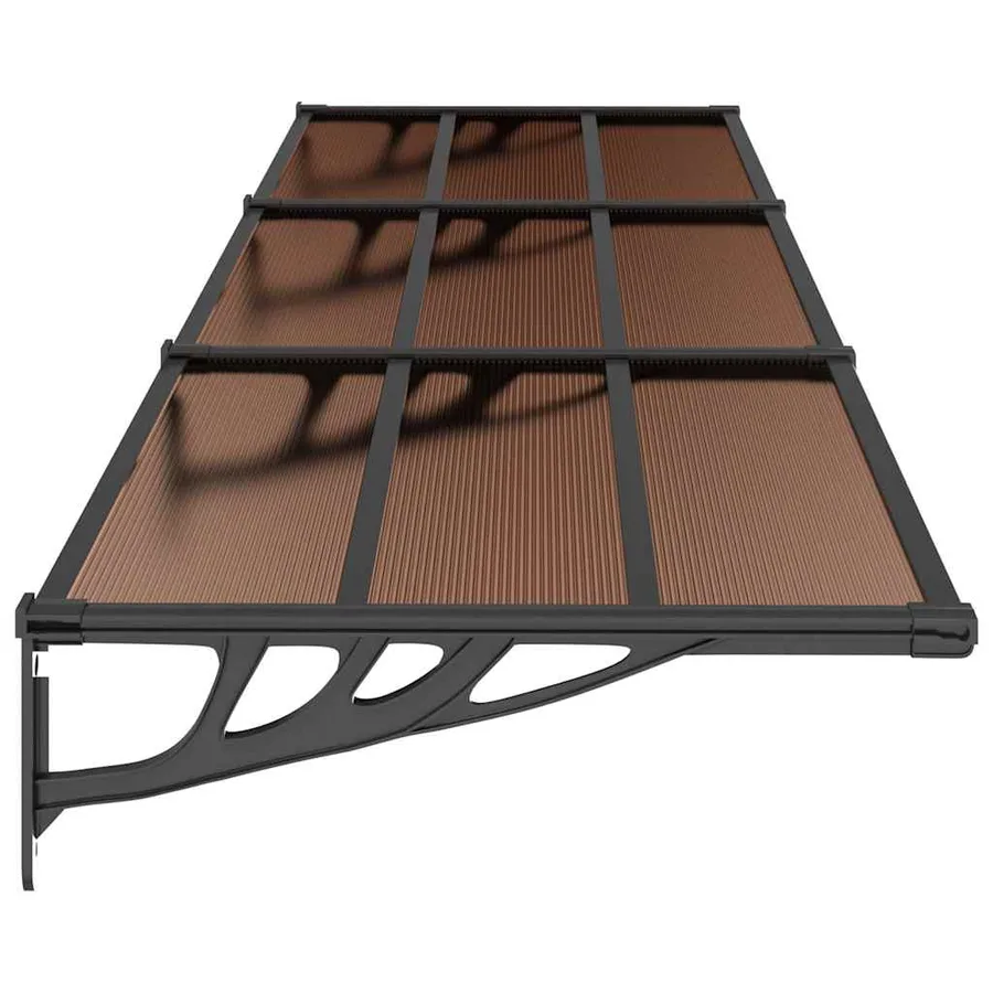 Auvent de porte Noir 358,5x90 cm Polycarbonate - 4