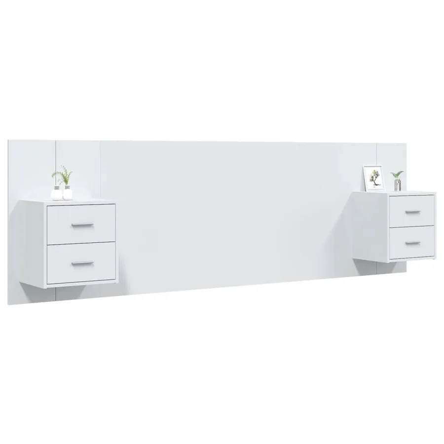 Tête de lit avec armoires Blanc Bois d'ingénierie - 3