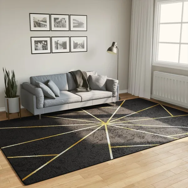 Tapis lavable noir et doré 190x300 cm
