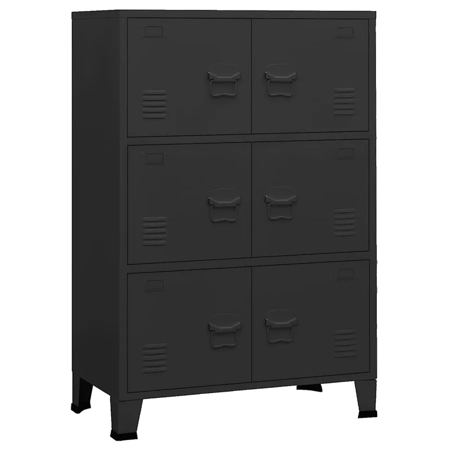 Coffre de rangement industriel Noir 75x40x115 cm Métal - 2