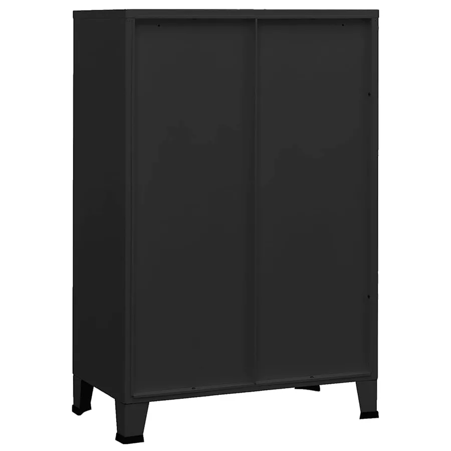 Coffre de rangement industriel Noir 75x40x115 cm Métal - 6