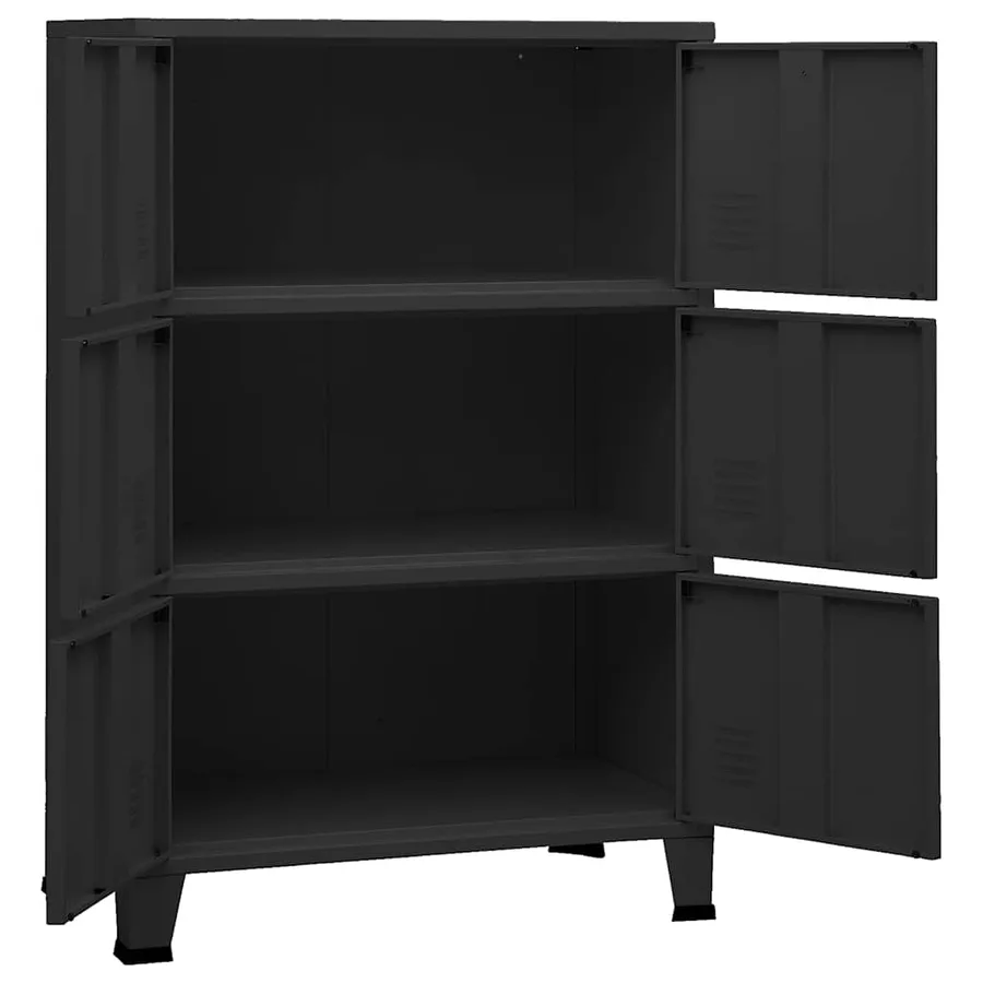 Coffre de rangement industriel Noir 75x40x115 cm Métal - 7