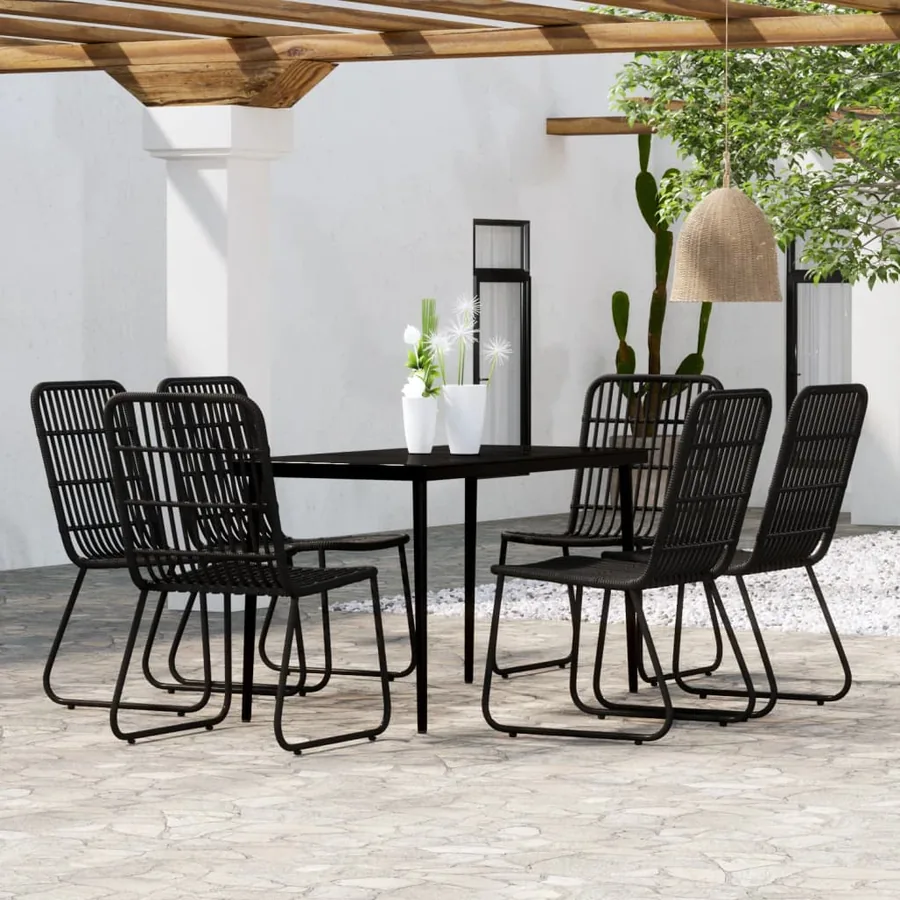Ensemble à manger de jardin 7 pcs Noir