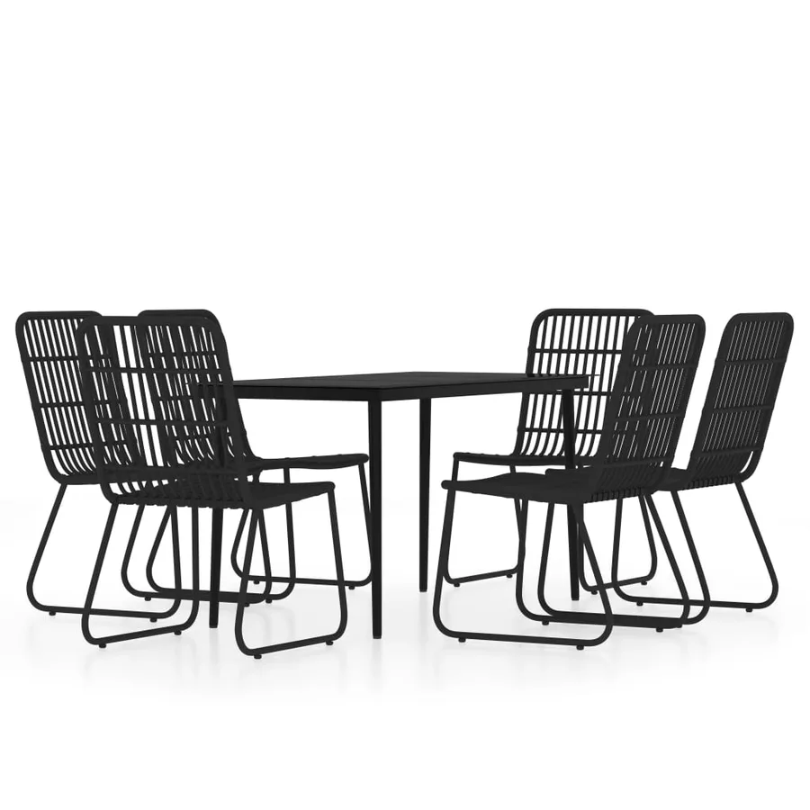 Ensemble à manger de jardin 7 pcs Noir - 2