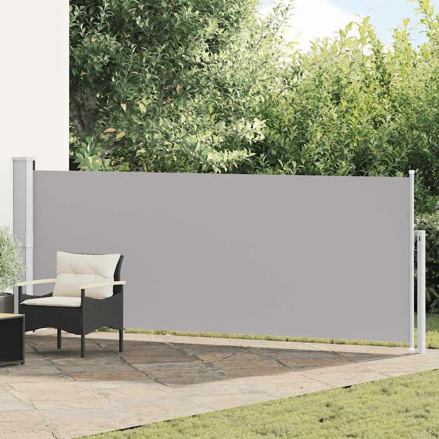 Auvent latéral rétractable de patio 140x500 cm Gris