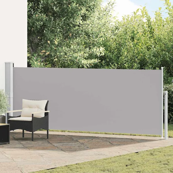 Auvent latéral rétractable de patio 140x500 cm Gris