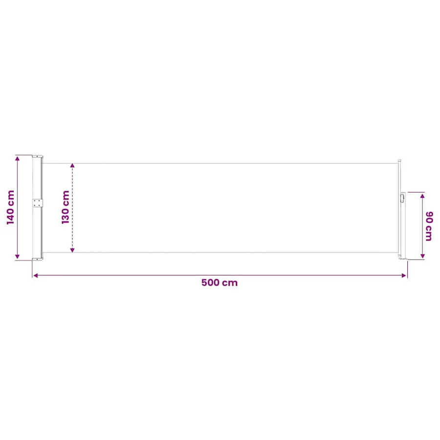 Auvent latéral rétractable de patio 140x500 cm Gris - 11