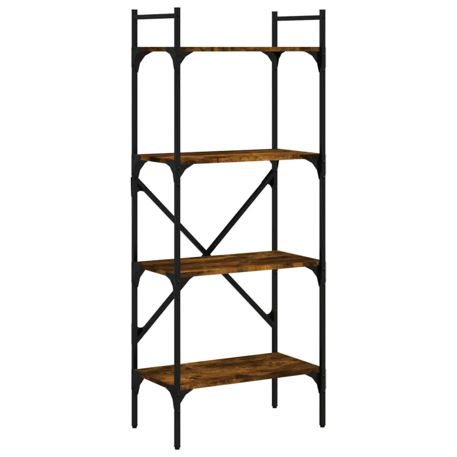 Bibliothèque à 4 niveaux chêne fumé 56x31,5x138,5 cm - 2