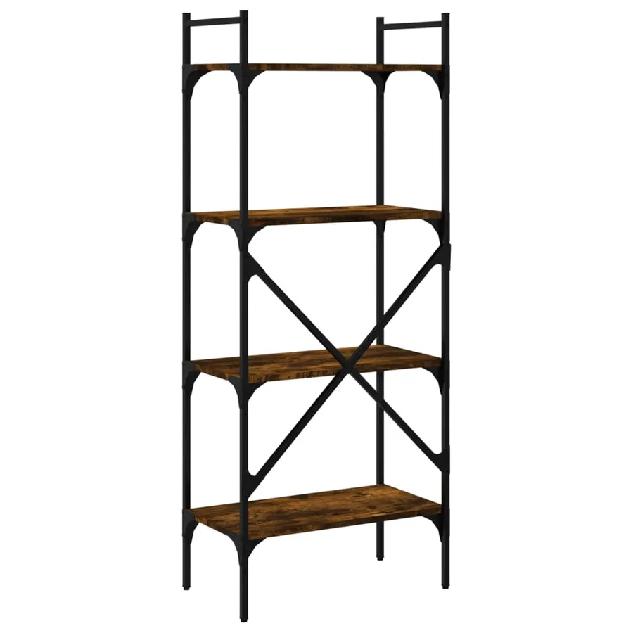 Bibliothèque à 4 niveaux chêne fumé 56x31,5x138,5 cm - 4