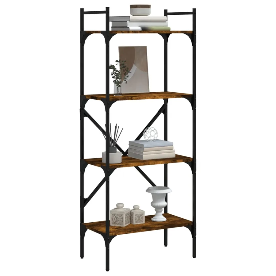 Bibliothèque à 4 niveaux chêne fumé 56x31,5x138,5 cm - 6