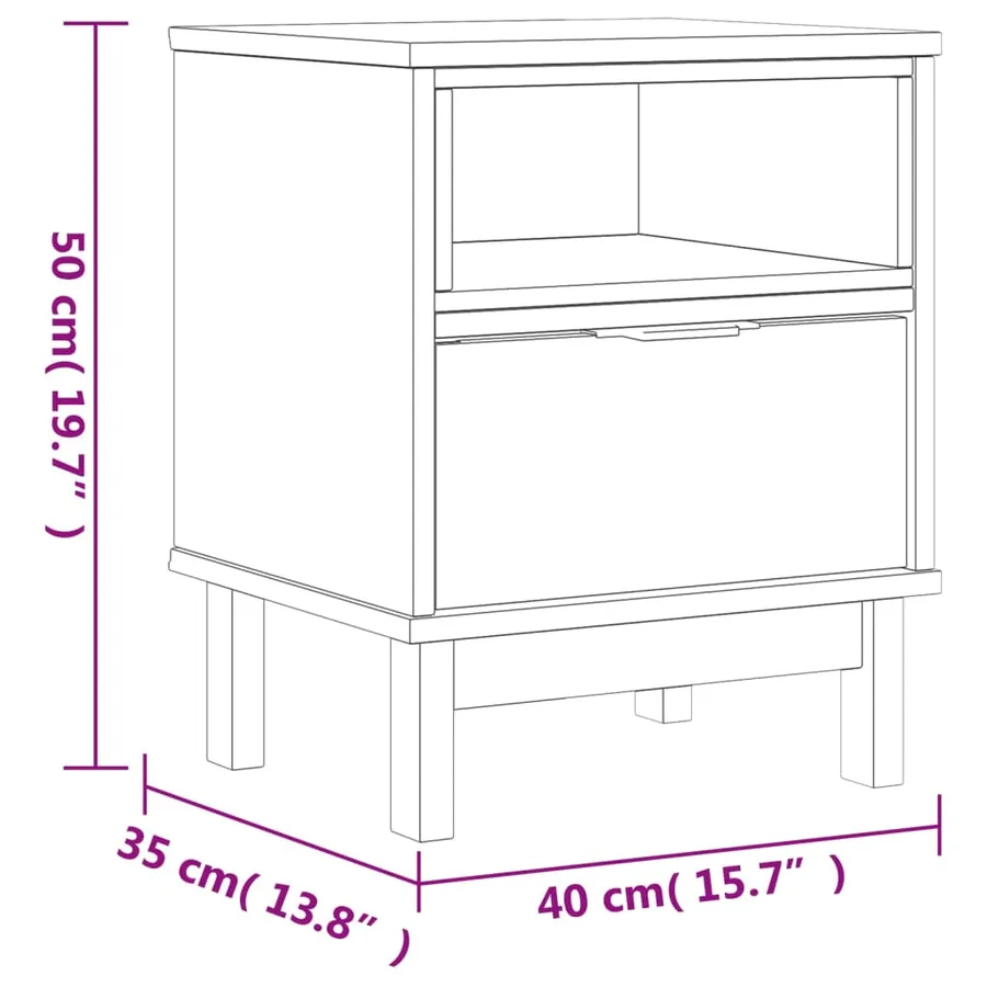 Table de chevet FLAM 40x35x50 cm bois de pin massif - 9