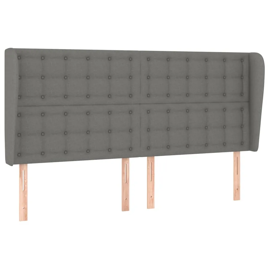 Tête de lit avec oreilles Gris foncé 163x23x118/128 cm Tissu - 2