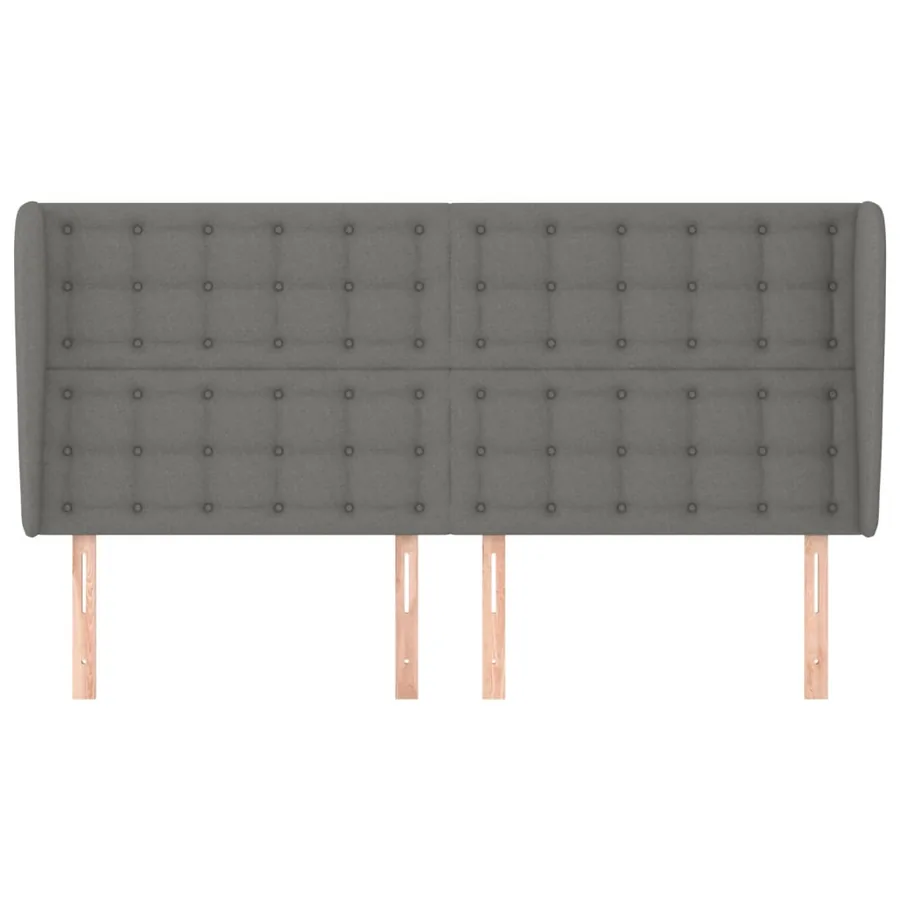 Tête de lit avec oreilles Gris foncé 163x23x118/128 cm Tissu - 3