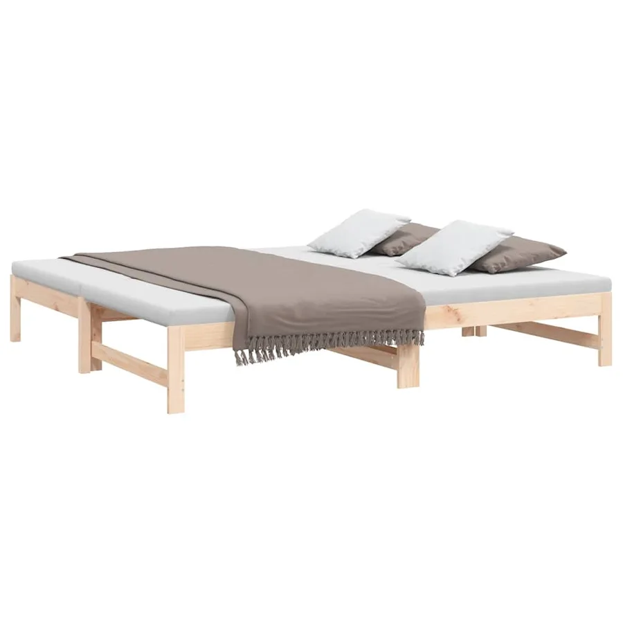 Lit coulissant 2x(75x190) cm Bois de pin massif - 3