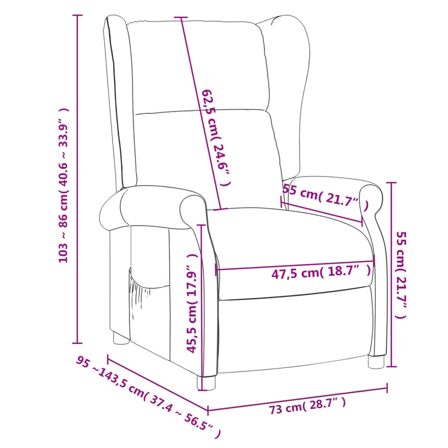 Fauteuil inclinable Noir Tissu - 9