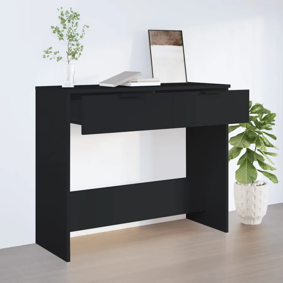 Table console noir 90x36x75 cm bois d'ingénierie - 3