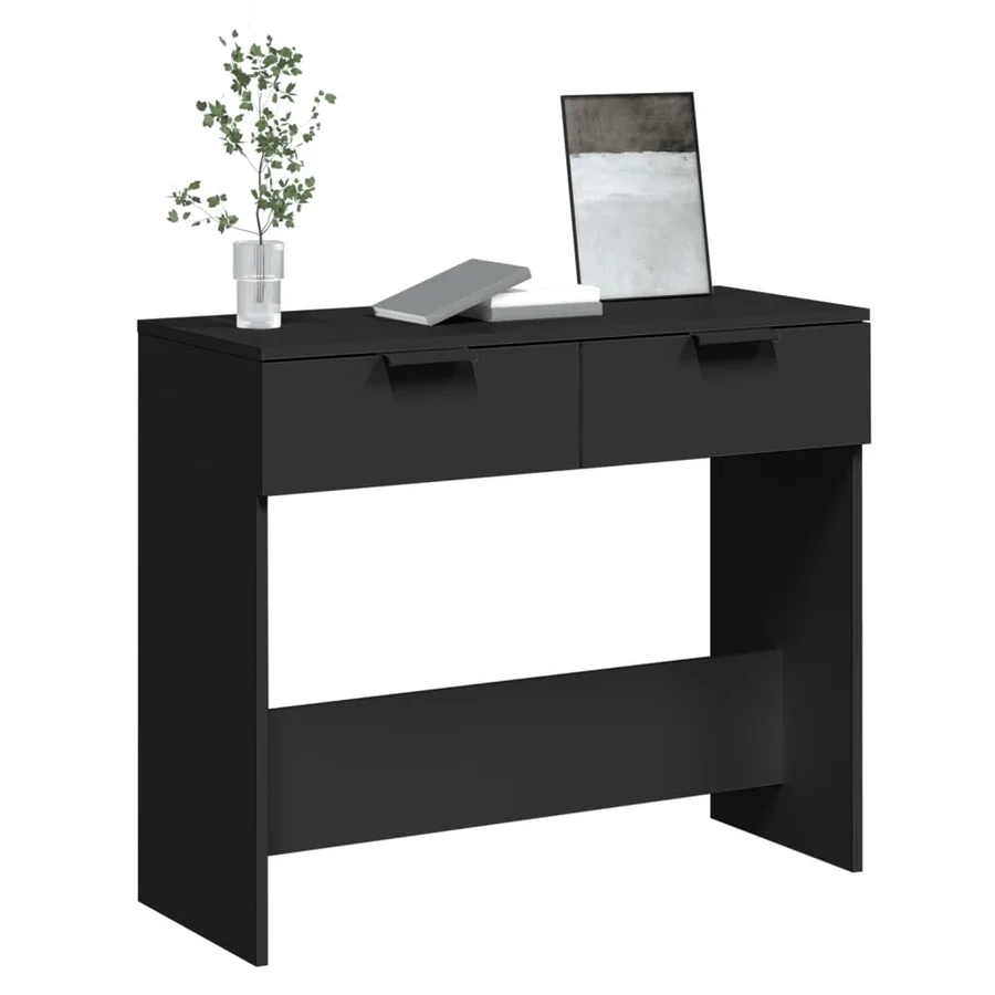 Table console noir 90x36x75 cm bois d'ingénierie - 4