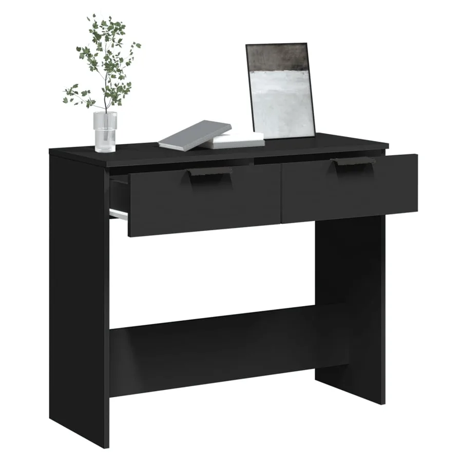 Table console noir 90x36x75 cm bois d'ingénierie - 5