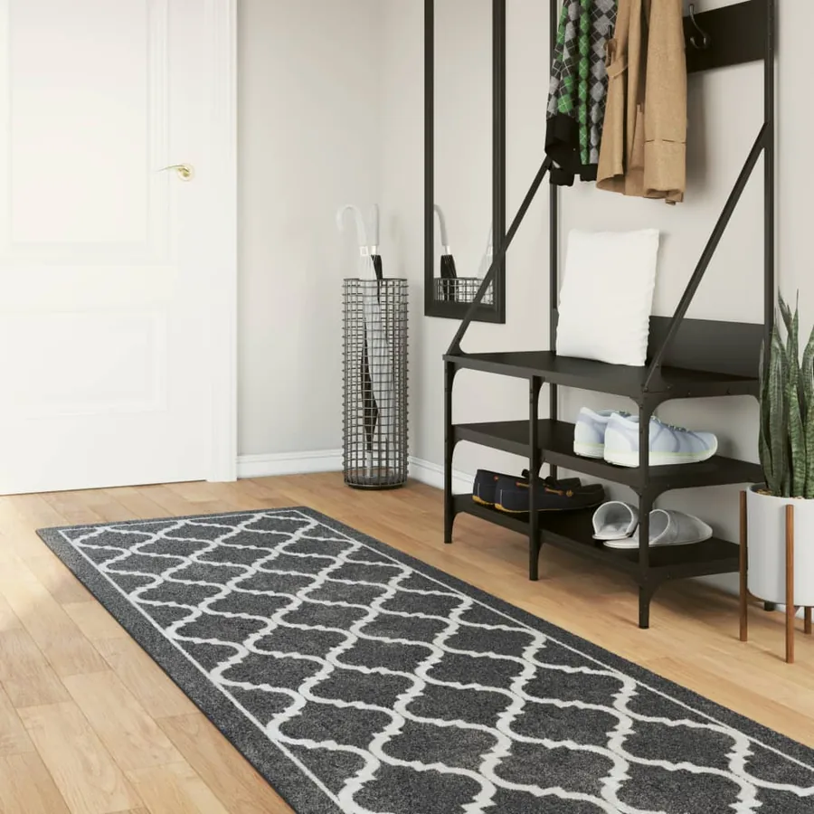 Tapis lavable noir et blanc 80x300 cm