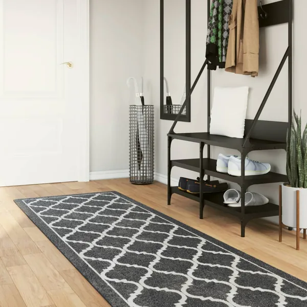 Tapis lavable noir et blanc 80x300 cm